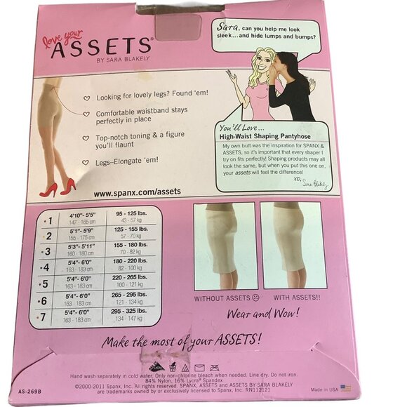 Spanx Love Your Assets High-Waist Shaping Pantyhose Sz 4 Nude Waist Control - Picture 4 of 7